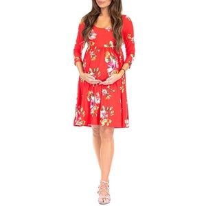 Women's Ruched Floral Babydoll Dress - Red - Size: